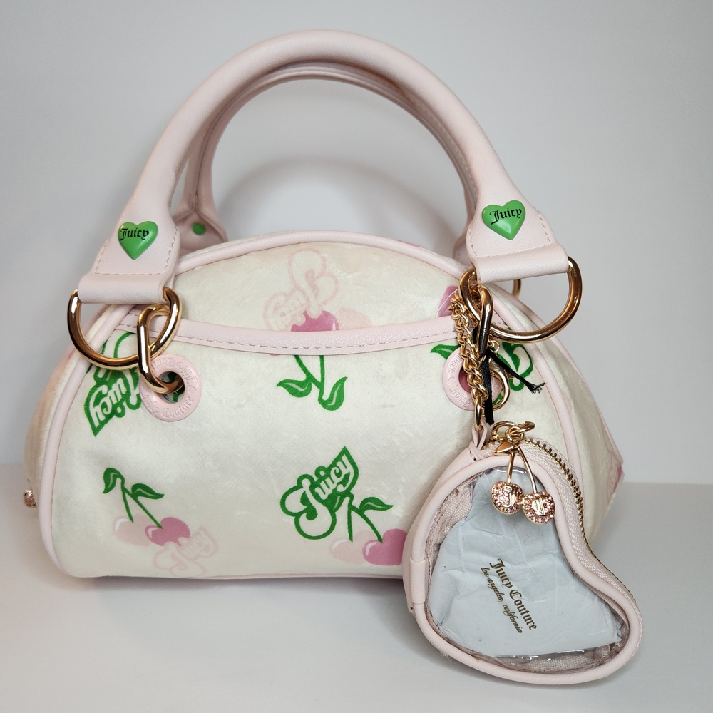 Juicy Couture Cherry Gelato Pink and Cream Crossbody Bag New With Tags, Viral